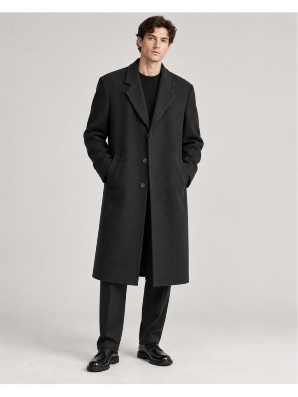 Vintage Nordstrom Jacob Siegel Men’s Black Long Overcoat Size 42R Made in USA